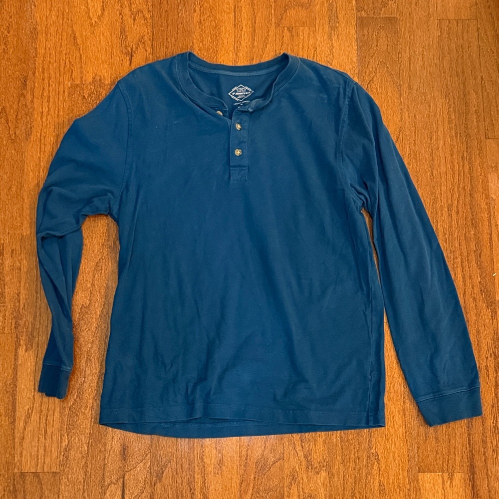 St. John's Bay Blue Long Sleeve Henley Shirt